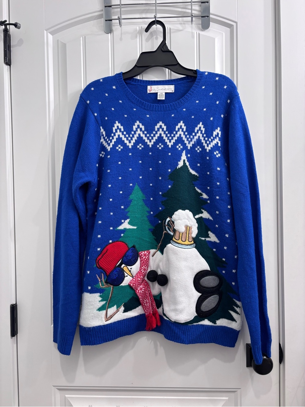 Blue Holiday Snowman Crewneck Sweater